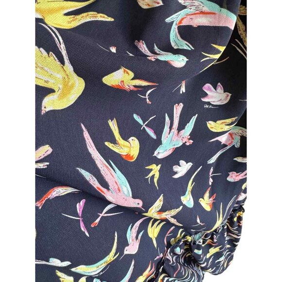 Chelsea & Violet Navy Backless Halter Maxi Dress Bird Print Draw String Closure - Picture 4 of 9